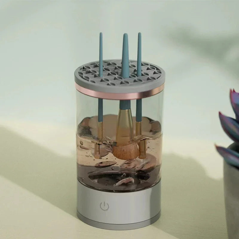USB-Powered Makeup Brush Washer – Compact & Portable – Blue