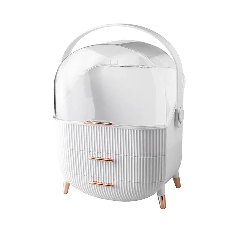 Cosmetic Organizer with Drawers & Lid