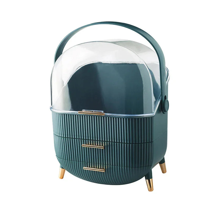 Cosmetic Organizer with Drawers & Lid