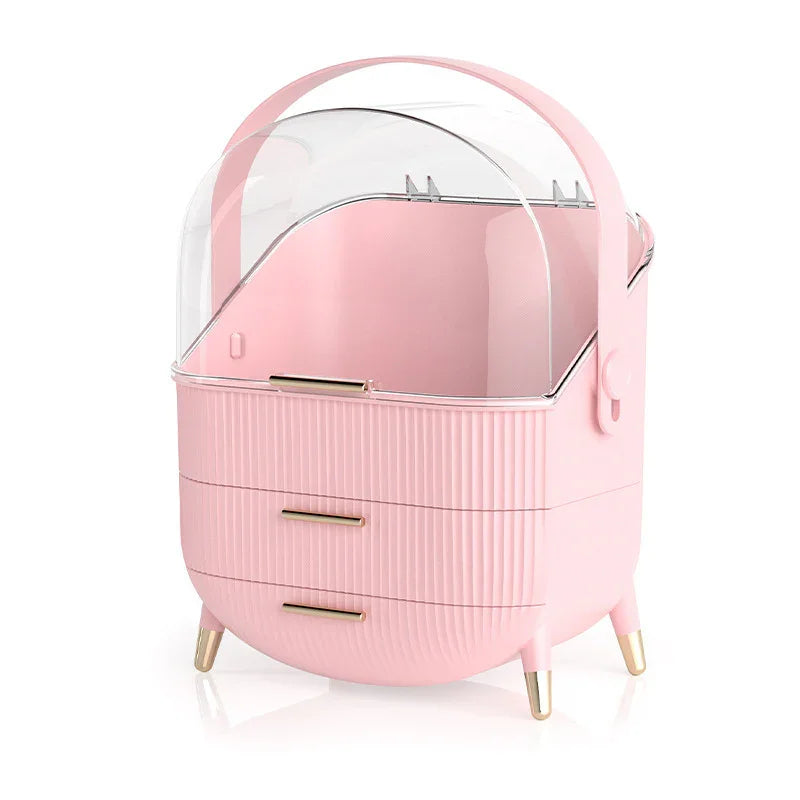 Cosmetic Organizer with Drawers & Lid